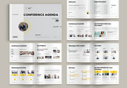 Business Conference Agenda Landscape Template