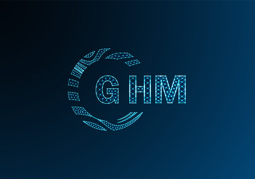 GHM low poly letter logo vector design. GHM lower poly logo design. GHM unique low poly logo design.