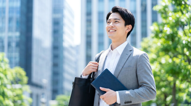 オフィス街を歩く男性 ビジネスマン