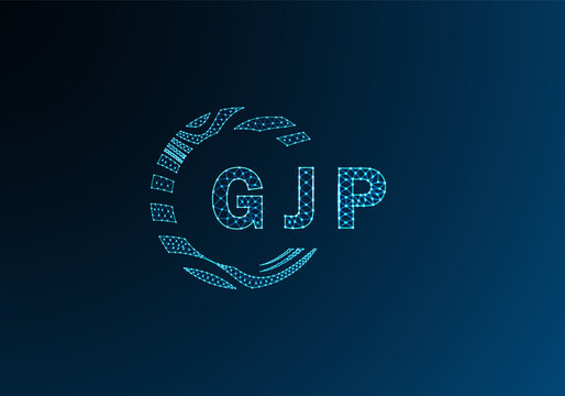 GJP low poly letter logo vector design. GJP lower poly logo design. GJP unique low poly logo design.