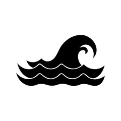 Obraz premium Stylized black vector illustration of sea waves and water ripple pattern