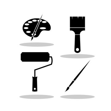 Paint icons set with shadow