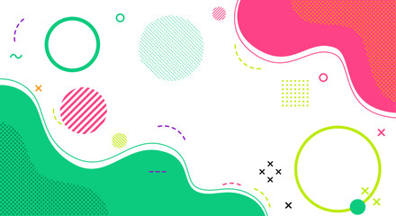 Abstract colorful shapes and patterns on a white background