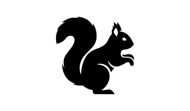 Minimal squirrel silhouette vector illustration side view climbing pose isolated on white background wildlife design
