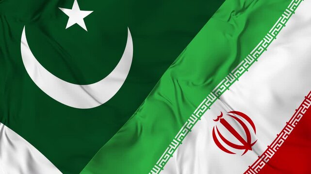 Pakistan vs Iran seamless loop flag animation. 4K
