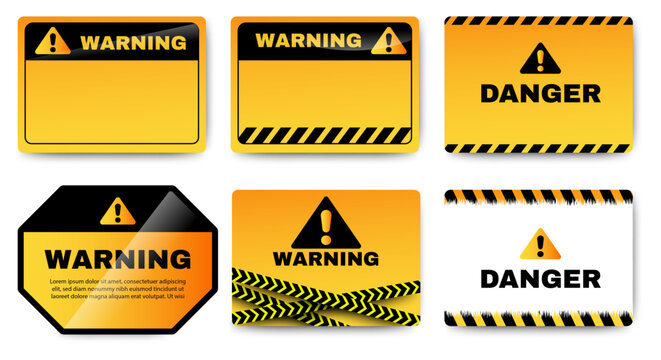 Warning alert Banners notification set icon. fraud notice alert. Malware hack attack atention banner pop up. vector