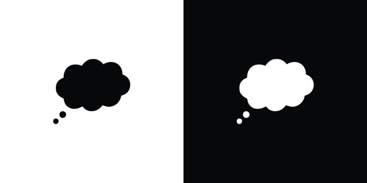 Black and white thought bubbles on split color background speech bubble split background cloud shape