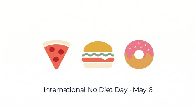 International No Diet Day Celebration with Unhealthy Food Icons.
