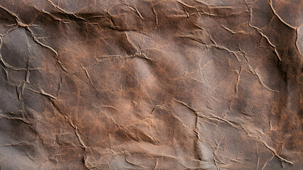 Obraz premium Close-up of rustic tan leather hide for fashion or upholstery. Rustic dark brown textured backdrop for vintage and heritage themes