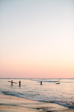 Peaceful surf culture lifestyle on a sandy Mexican shoreline