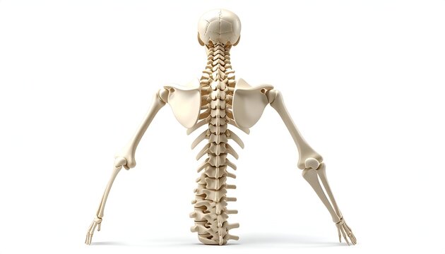Detailed View of Human Skeleton - Spine, Shoulders, and Arms.