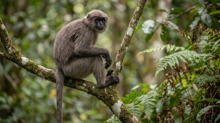 Obraz premium monkey sitting on a tree branch 