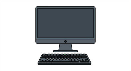 Fototapeta premium Simple illustration of a computer monitor and black keyboard setup