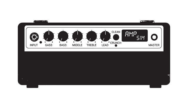 Electric guitar amplifier with control knobs and input jacks for sound customization.