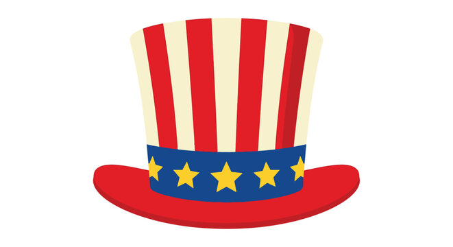 Illustration of a red white and blue uncle sam hat with stars