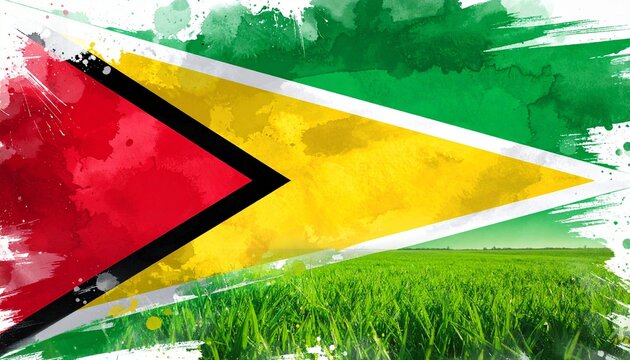 Guyana flag splash paint vibrant national pride artistic design