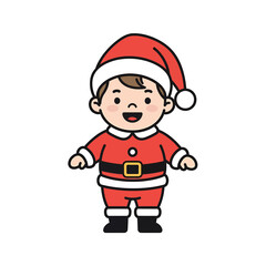 Fototapeta premium Cute Little Boy Dressed in a Santa Claus Costume Illustration