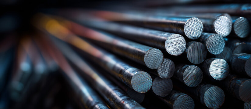 modern steel rods stacked together with glowbacklight