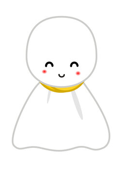 笑顔のてるてる坊主のイラスト　梅雨・晴天祈願のキャラクター