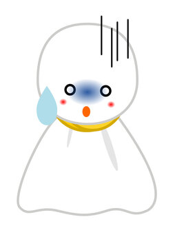  ショックを受けるてるてる坊主のイラスト　雨・中止・残念なイメージ