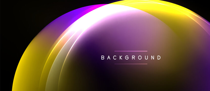 Abstract colorful arc over black background. Gradient shades blend yellow, orange, purple. Text reads background. Simple design, modern aesthetic.