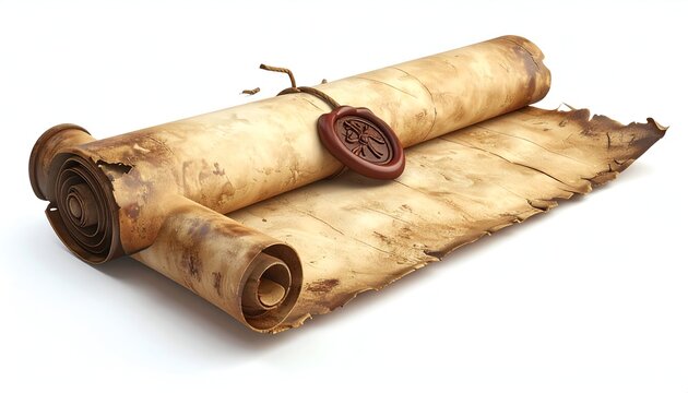 Antique Scroll with Wax Seal - A Timeless Message from the Past.