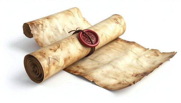 Antique Scroll with Wax Seal - A Timeless Symbol of History.