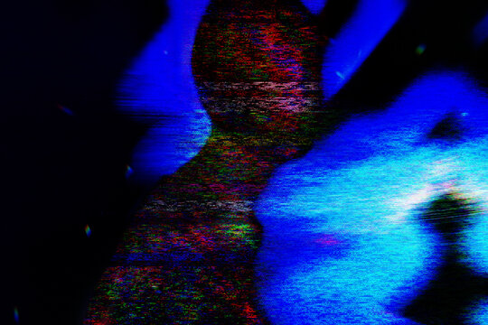 Abstract glitch silhouette of an AI avatar in virtual reality