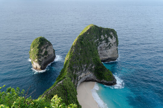 Iconic cliff and turquoise sea at Nusa Penida Indonesia