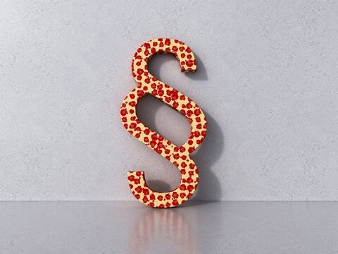 3D rendering of a floral paragraph mark against a concrete wall