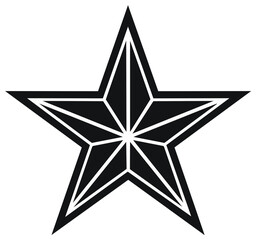 Obraz premium Geometric Star Shape with Interior Lines Black and White Design Ornament