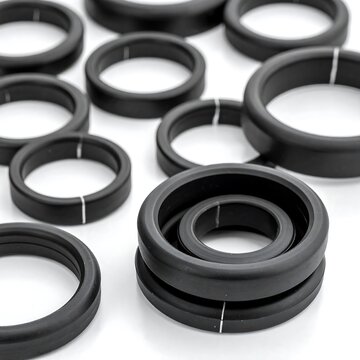 Black rubber O-ring seals collection.
