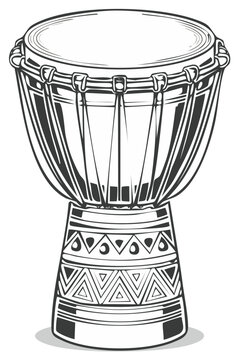 Stylized Tribal Drum Illustration Detailed African Musical Instrument
