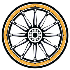 Obraz premium Nautical Ship Steering Wheel with Rope Detail Vector Illustration