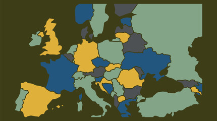 Hyper Flat Europe Map Vector Minimalist Regional Infographic Design © Rkniazi