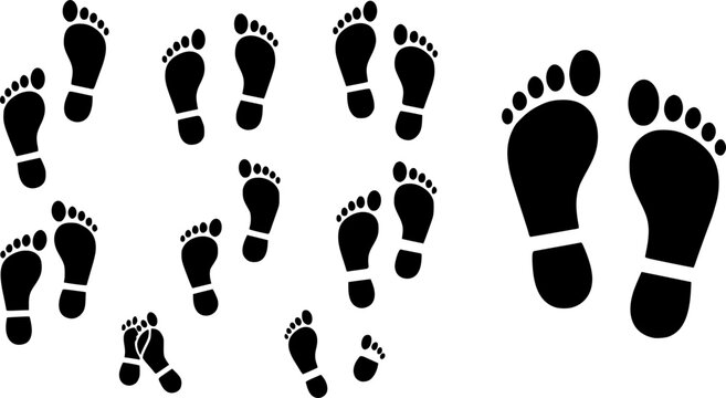 The silhouette of footprints. footsteps icon or sign for print. Vector illustration.
