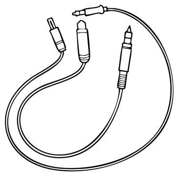 Sketch of Audio Cables with Different Jack Types for Sound Systems or Electronics Devices