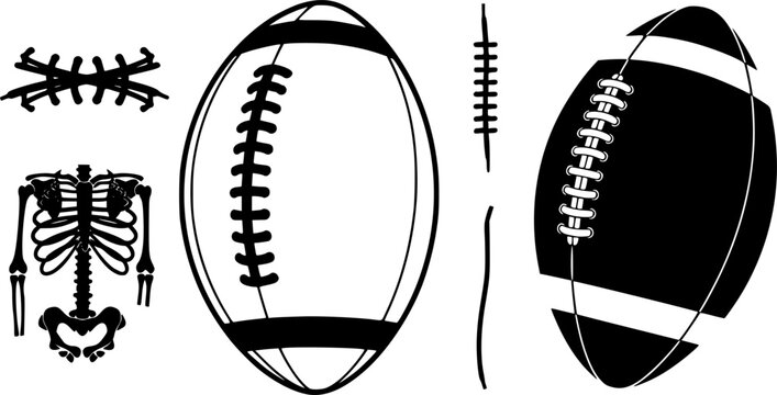 Football laces silhouette, Football seams silhouette, Football seams svg, Football laces vector, Ball laces silhouette, American football svg, Football skeleton silhouette, American football clipart.