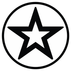 Fototapeta premium Black star symbol inside of a circle, simple graphic design element.