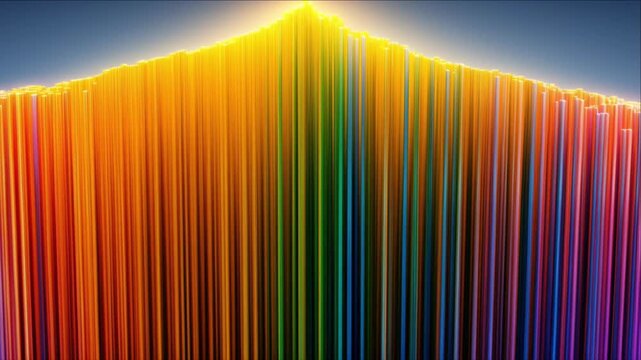 統計分析のために3D棒グラフへ組み込まれる金色のデータ柱