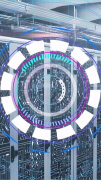 Vertical video: Markers appearing and arranging, HUD rings forming, rotating, signaling server scan