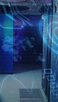 Vertical video: Boot pulse activating right server panel showing HUD, traces sweeping, showing load