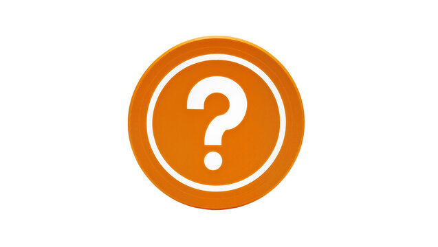 Orange circular button with white question mark symbol