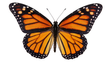 Vibrant Monarch Butterfly with Detailed Wing Patterns and Antennae © Maelle