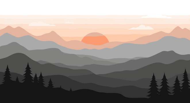A serene and simplified landscape evoking tranquility and the power of nature. Suitable for marketing materials, website backgrounds, and branding con