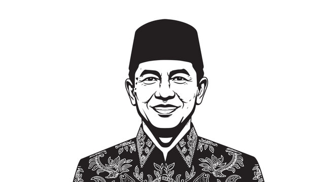 Elegant portrait of a man wearing traditional Asian attire with intricate patterns and a confident smile.