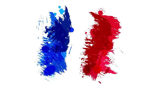 French tricolor flag forming paint brush strokes