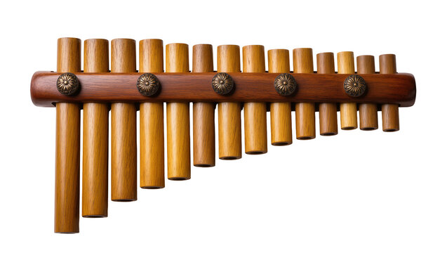 Wooden Pan Flute Musical Instrument with Decorative Metal Fittings