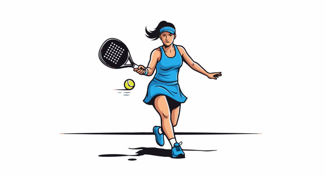 Woman playing tennis with racket and ball