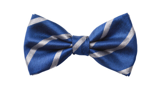 Navy blue and silver striped silk bow tie fashion accessory